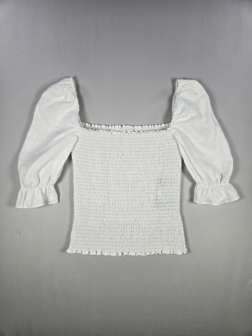 NWT Reformation Clementine Smocked Linen Boho Cottage Blouse White Small